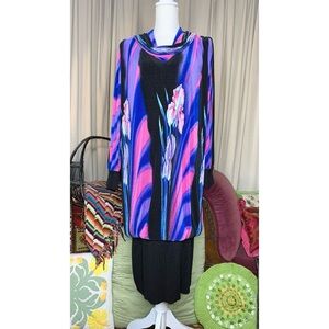 80s Virginie Paris Pleated Cocoon Dress